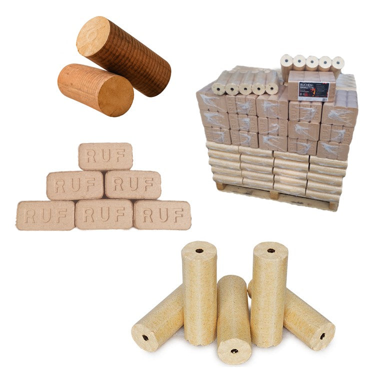 Holzbriketts Premium – Halbpalette (48×10 kg) verschiedene Sorten